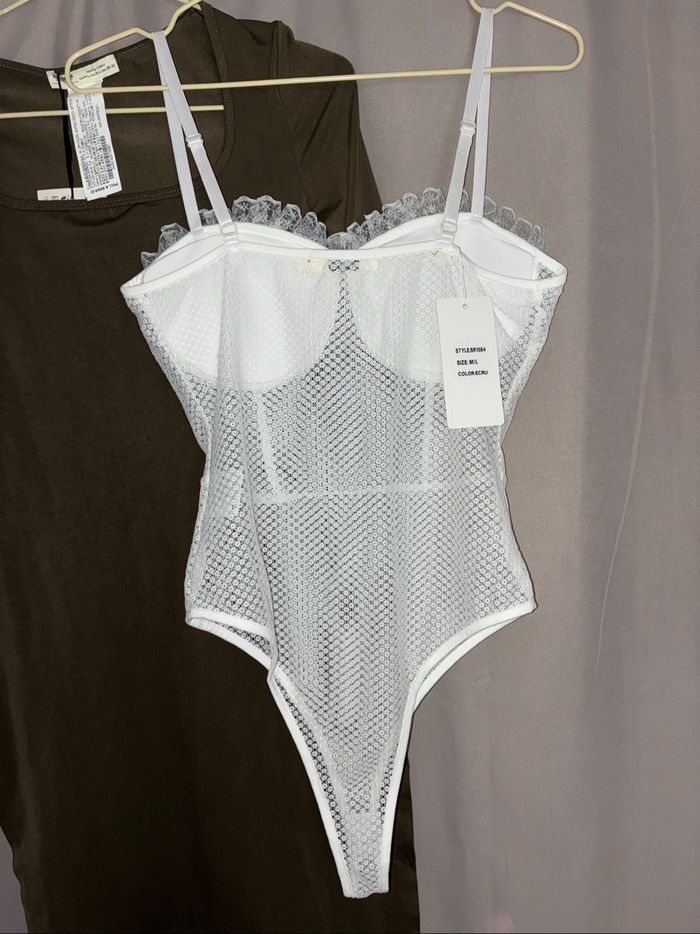 Body blanc écru ajouré M/L - photo numéro 6
