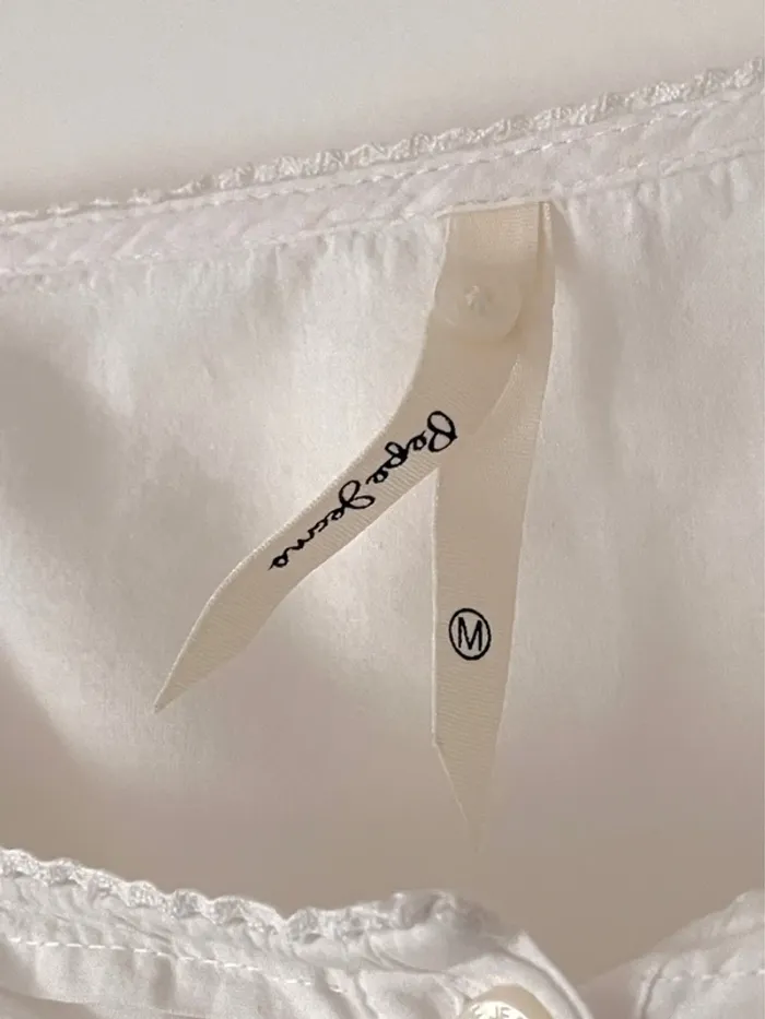 Magnifique haut blanc brodé / ajouré Pepe Jeans taille M avec liens à nouer - photo numéro 4
