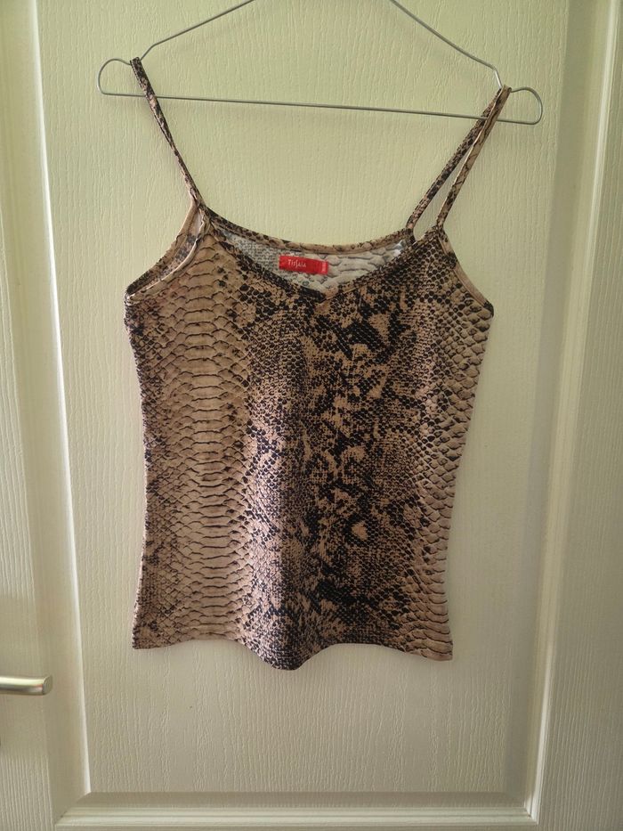 Top Tissaia Bretelles Élastiques Effet Peau de Serpent