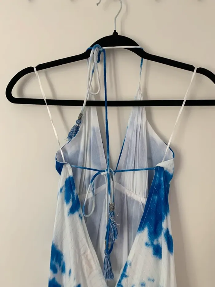 Robe dos nus blanche et bleu Goa taille L - photo numéro 8