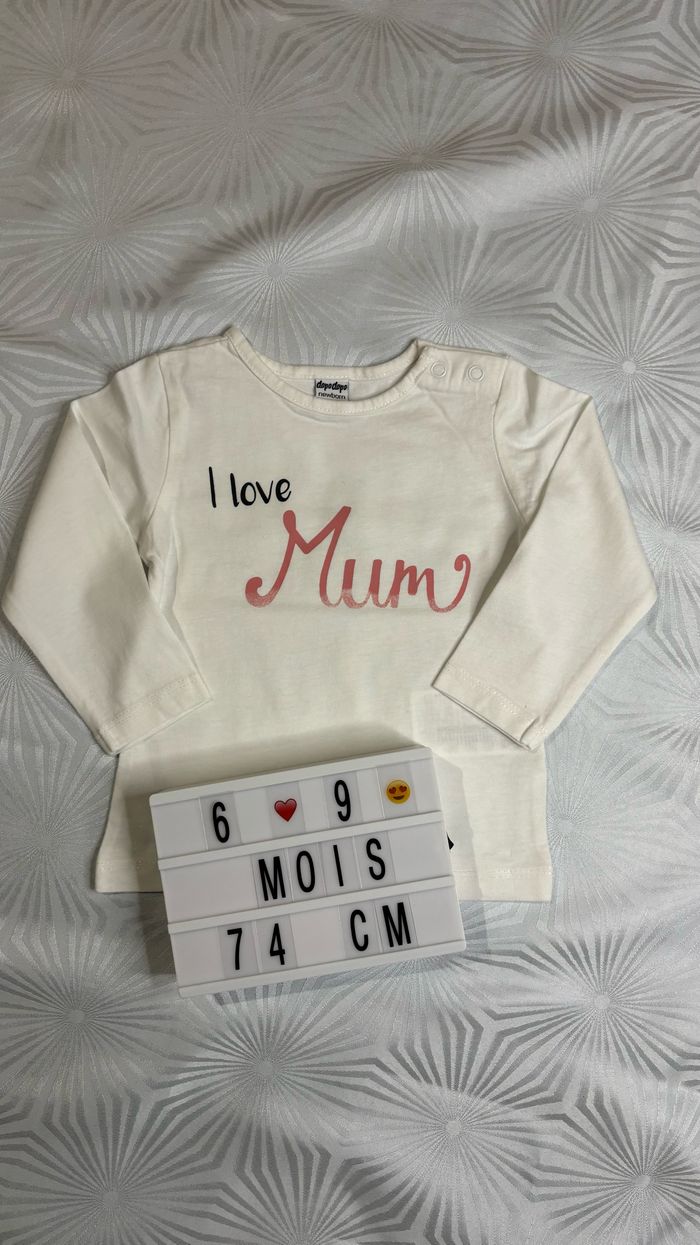 Tee-shirt manches longues fille 6-9 mois ou 74cm