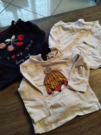 Lot 3 t-shirts longues manches taille 6 mois