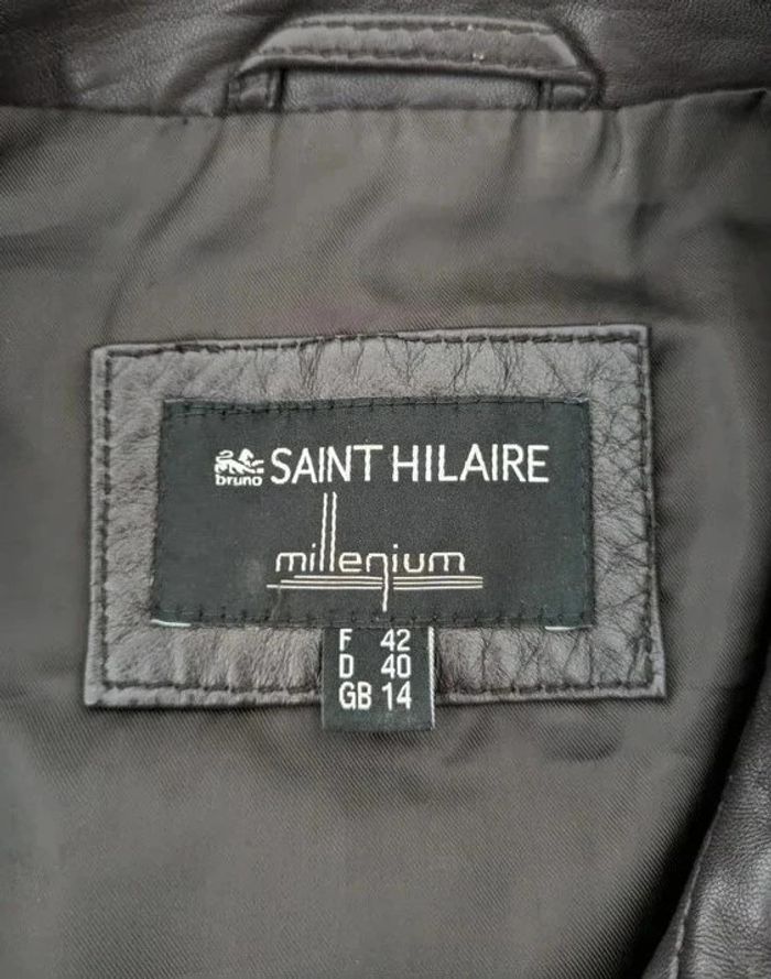 Veste zippée marron en cuir véritable - Saint Hilaire - taille 42 - photo numéro 4