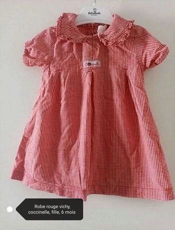 Robe vichy, rouge, fille, 6 mois