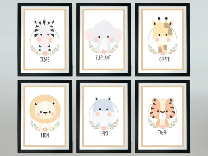 Affiches “Animaux de la savane” pour chambre enfant - photo numéro 3