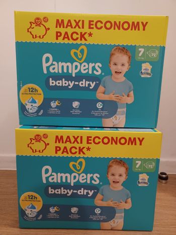 2 Maxi-Eco-Packs couches Pampers baby-dry Taille 7