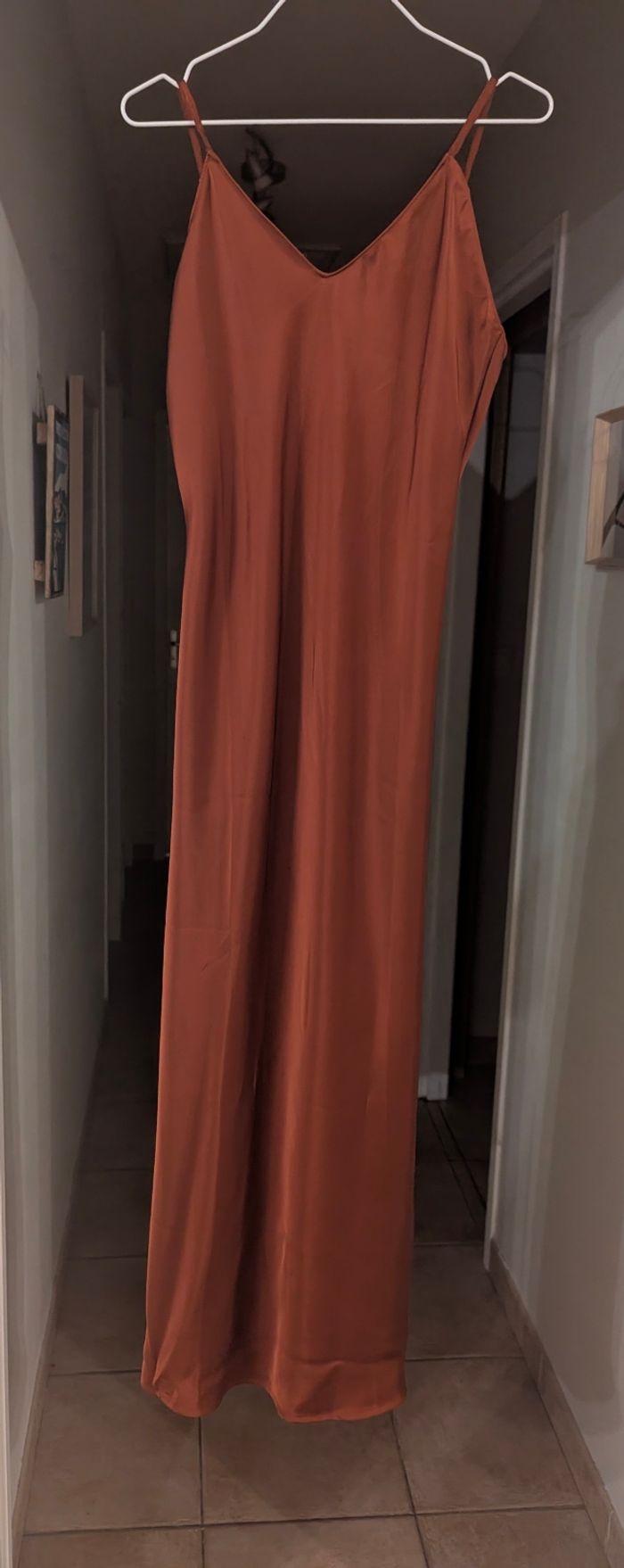 Robe en polyester aspect satiné, marron pour femme - photo numéro 2