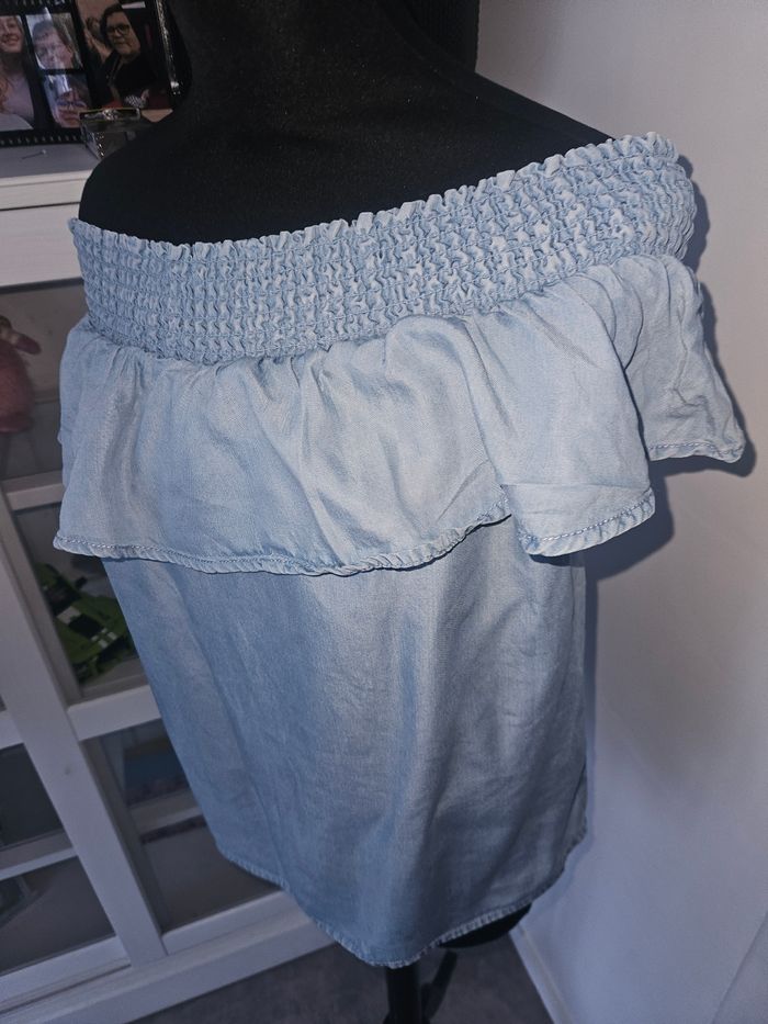 Blouse bardot bleu clair – Pimkie – Taille S - photo numéro 4