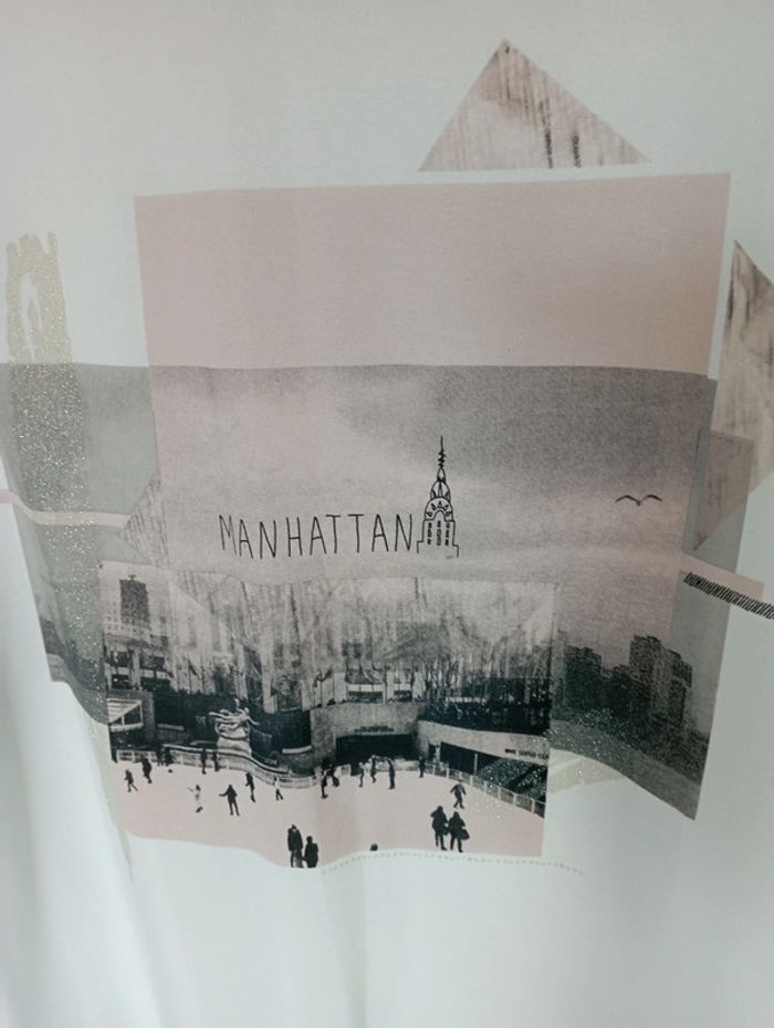 Tee shirt bi matière avec imprimé devant - photo numéro 2