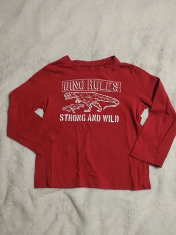 T-shirt manches longues dino rouge 4 ans