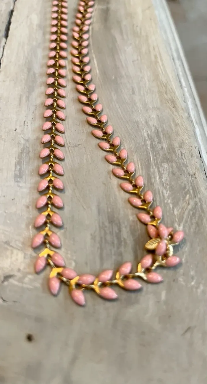 Collier délicat épis rose et doré acier inoxydable - photo numéro 2