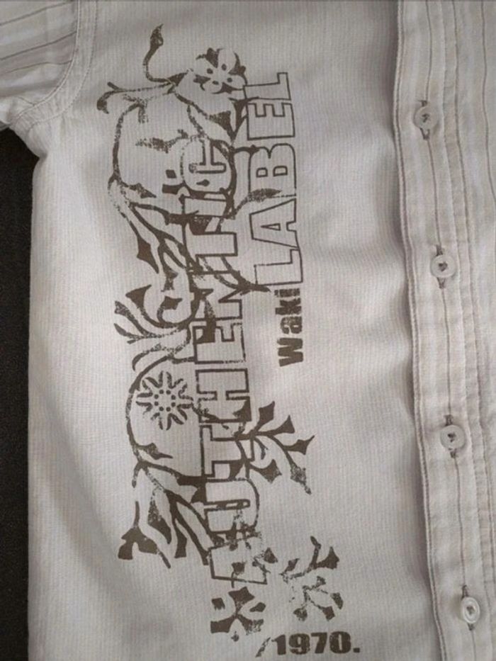 Chemise manches courtes blanche et beige Waki 5 ans - photo numéro 4