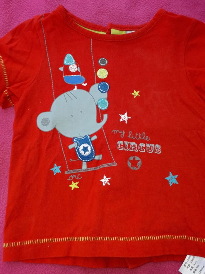 Orchestra tee-shirt rouge éléphant taille 9 mois - photo numéro 2