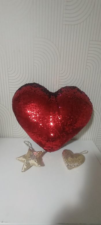 Coussin Coeur pailleté 