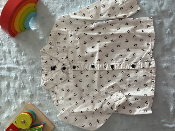 chemise manches longues blanc motifs notes de musique noir 23 mois - photo numéro 2
