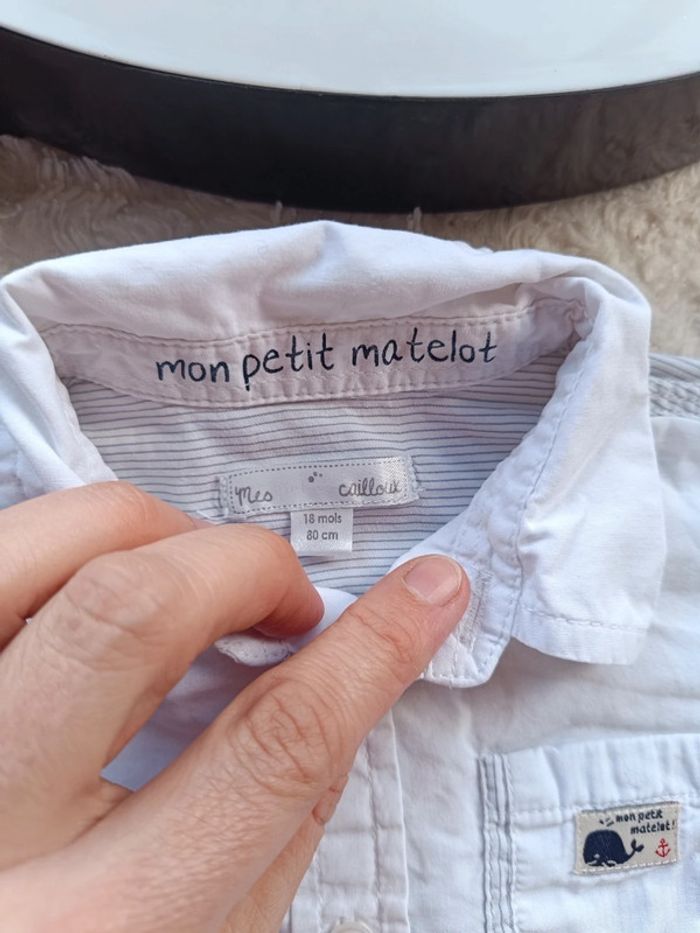 Chemise manches longues Garçon 18 mois mon petit matelot baleine 100% coton - photo numéro 6