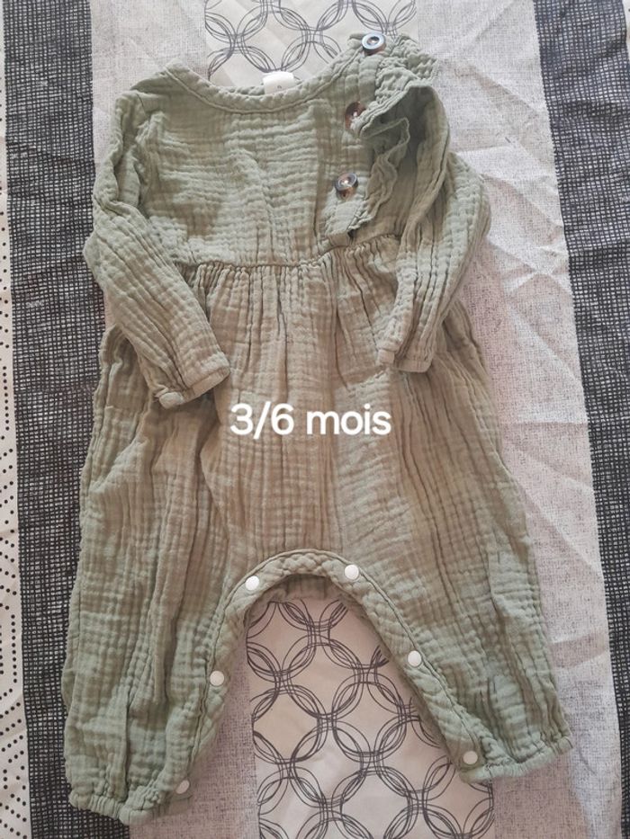 Salopette pantalon sans manche fille 3/6mois