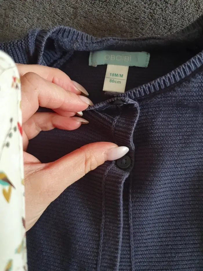 Gilet bleu marine Taille 18 mois - photo numéro 2