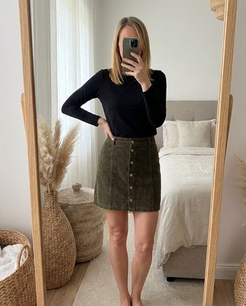 Jupe Des Petits Hauts – Savoni – Velours côtelé kaki – Taille 0