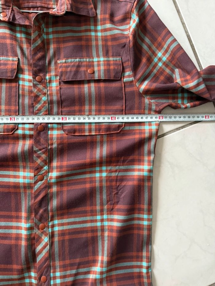 Chemise / Surchemise vintage dressing taille S coton / flanelle couleur bordeaux gris - photo numéro 5