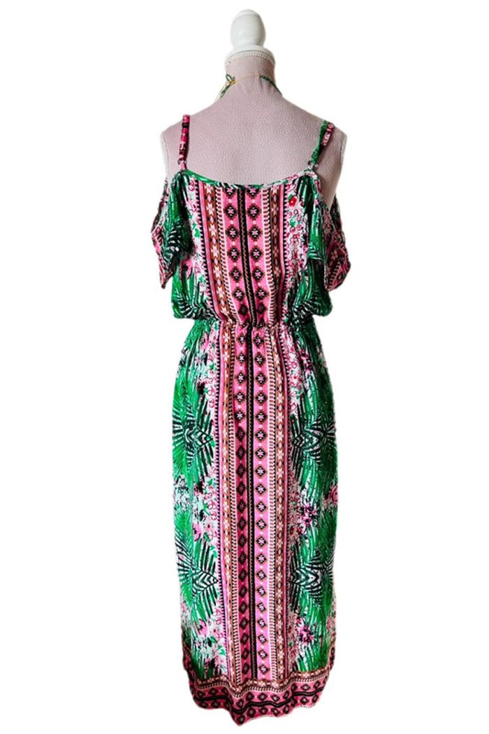 🌴🌿Robe de vacances tropicale ethnique épaules dénudées Summer ethnic jungle Off-shoulder dress🌿🌴 - photo numéro 8