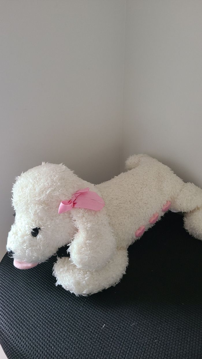 peluche chien blanc coeur rose interactif vintage lansay 2000 marvel