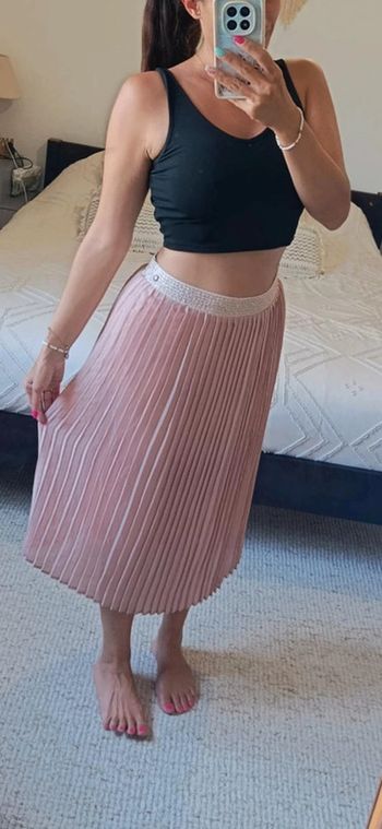 Magnifique jupe plissée Garcia S vieux rose taille élastique