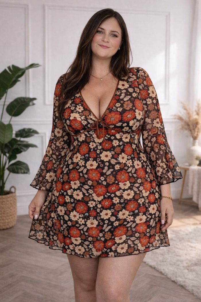 Robe bohème manches longues transparentes multicolore Femme taille 52 marque Boohoo 💍