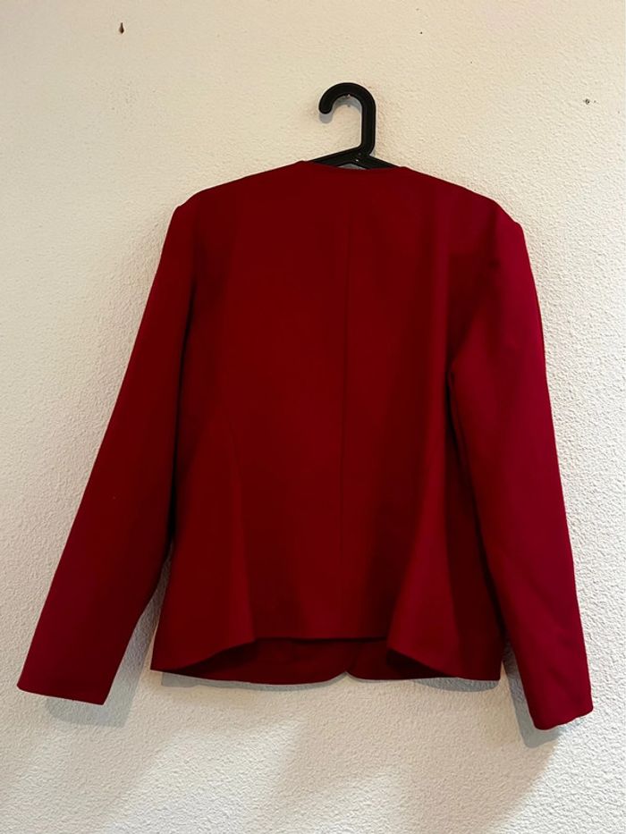 Blazer vintage et oversize rouge foncé avec broderie noir - photo numéro 4
