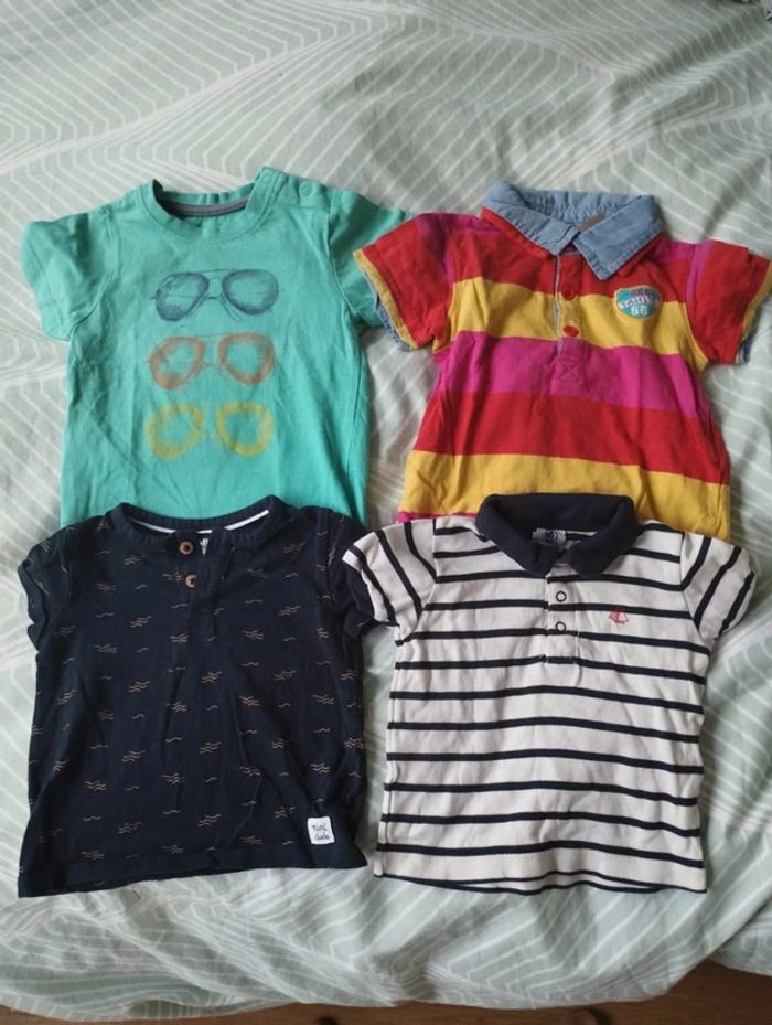 Lot de 4 tee-shirts et polos manches courtes 12 mois