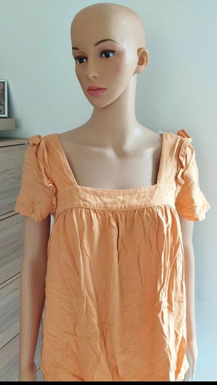 Top haut blouse orange femme taille s - photo numéro 3