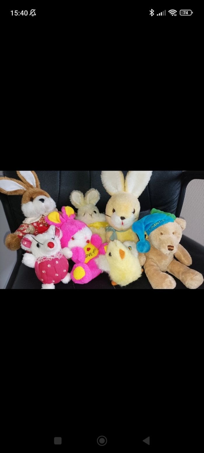 Lot de 7 peluches (lapin, souris, poussin,ours grelot) - photo numéro 2