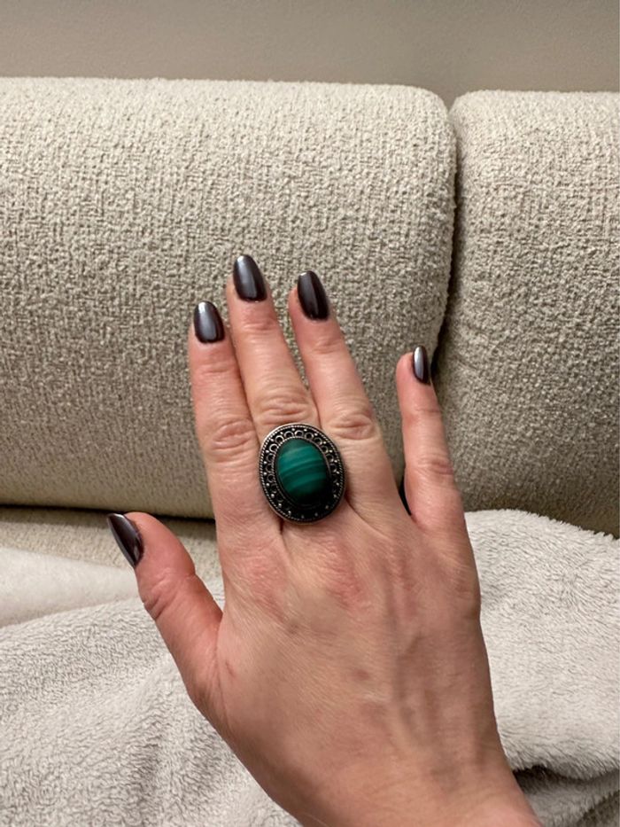 Bague en argent pierre verte 🥑