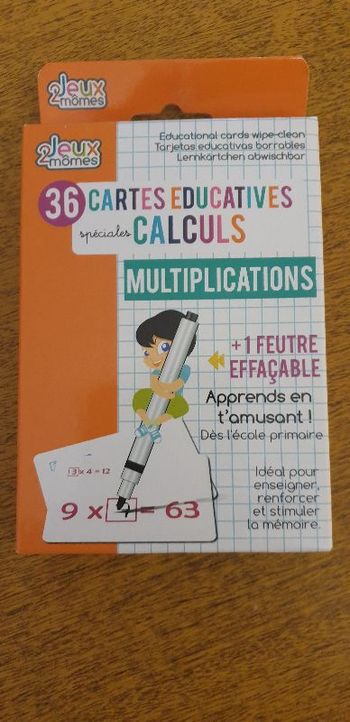 36 cartes pour table de multiplication