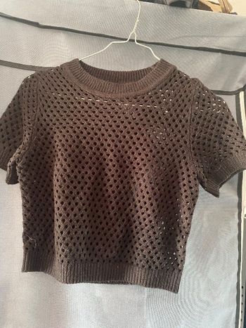 Crop top ajoure noir
