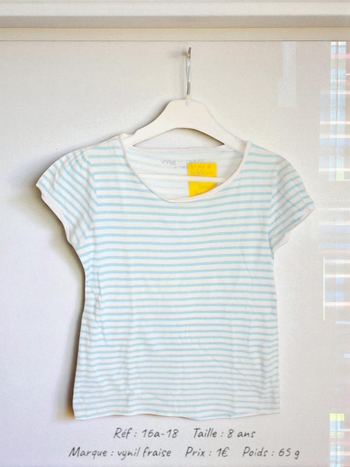 T-shirt 8 ans Vynil fraise (16a-18-mag)