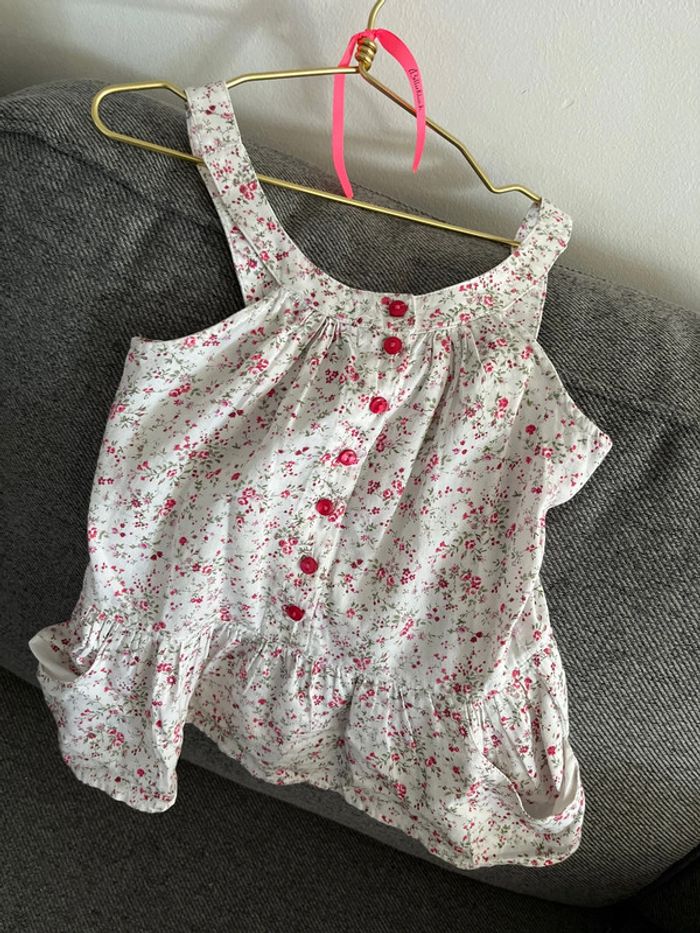 7/8 ans haut 3 pommes liberty fleuri blanc - photo numéro 4