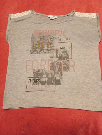 Tee-shirt court  mc détail broderie épaule 12 ans LH 152cm