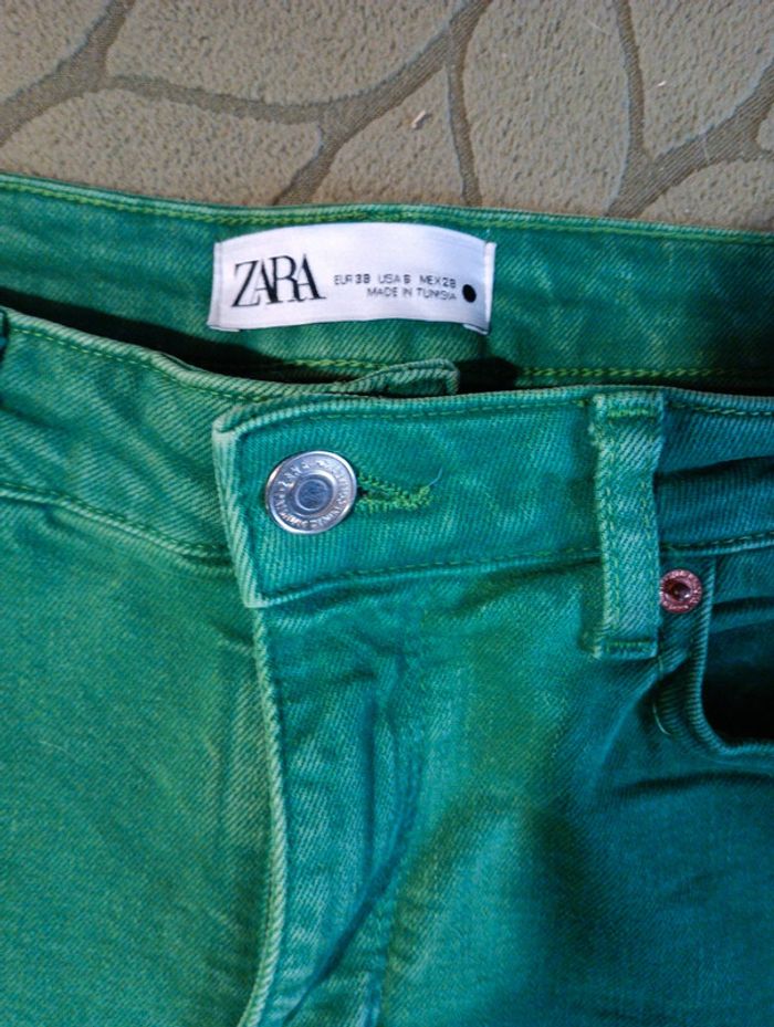 Jean évasé vert zara - photo numéro 7