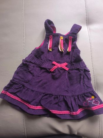 Robe velours côtelé violet et rose 6 mois
