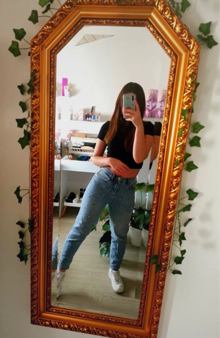 Jean Mom à perles bleu clair - photo numéro 4