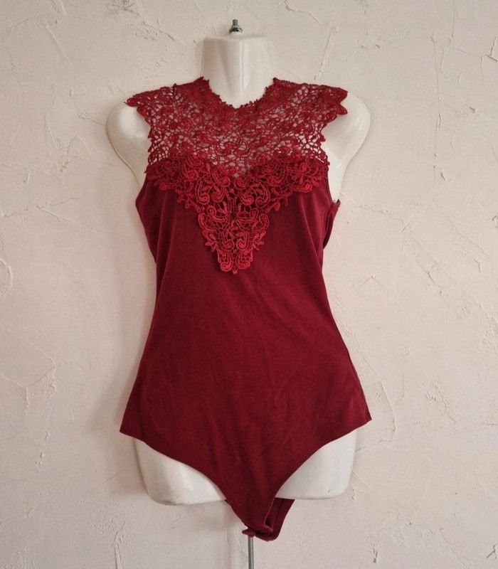 Body bordeaux élégant en dentelle - Orselli - Taille S