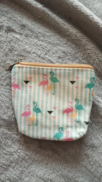Porte monnaie rayé avec flamand rose