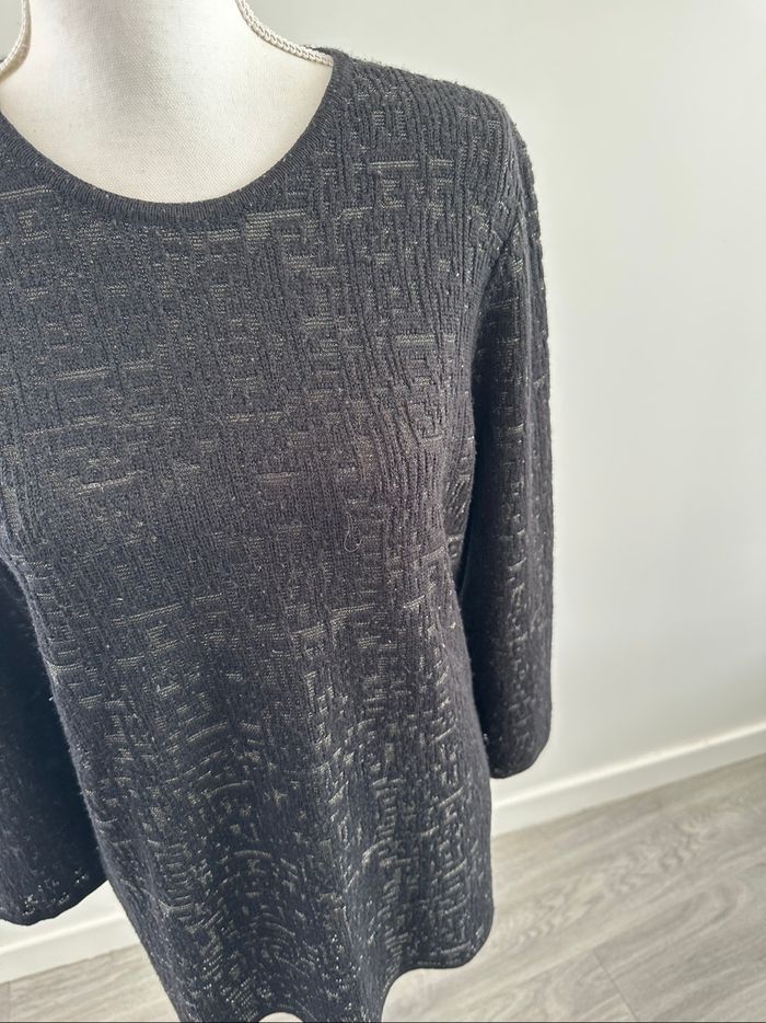 Pull en laine mérinos noir et doré Mamut vintage t40 l - photo numéro 3
