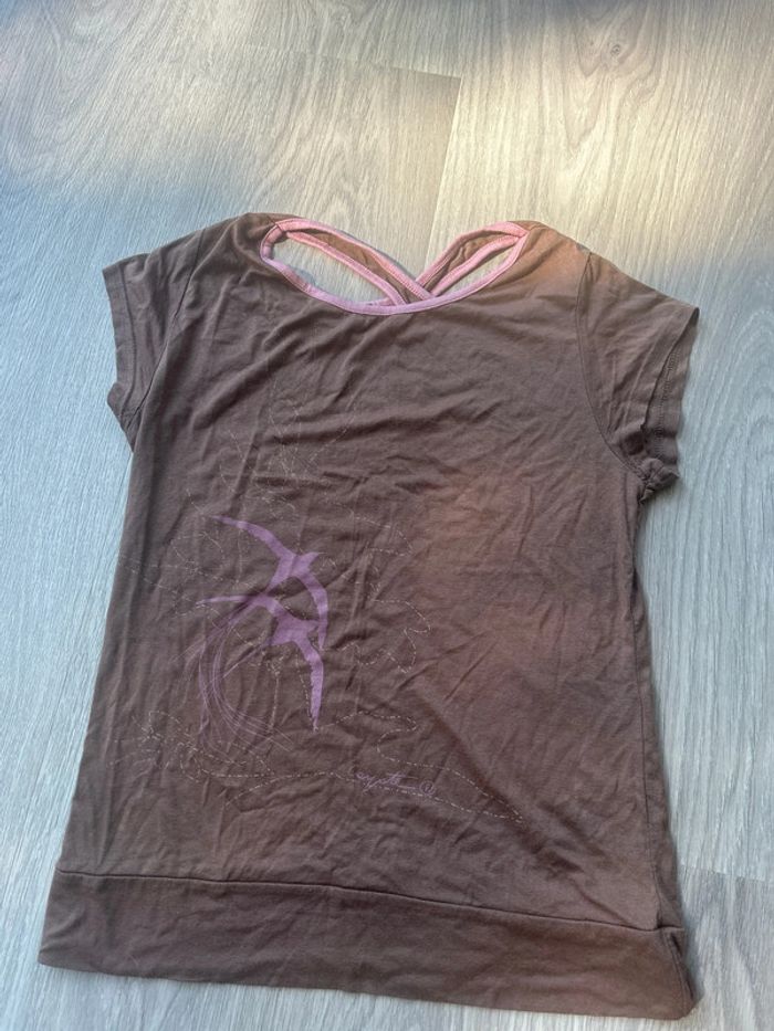 T shirt  marron oiseaux - photo numéro 3