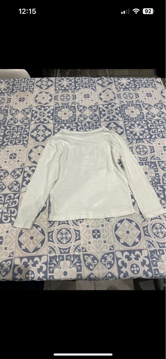 Teeshirt manches longue blanc/crème motif tigre 5 ans - photo numéro 4