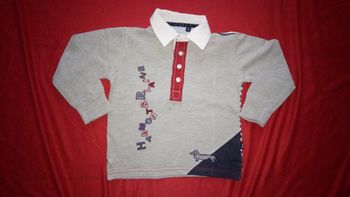 Beau Polo manches longues gris et bleu