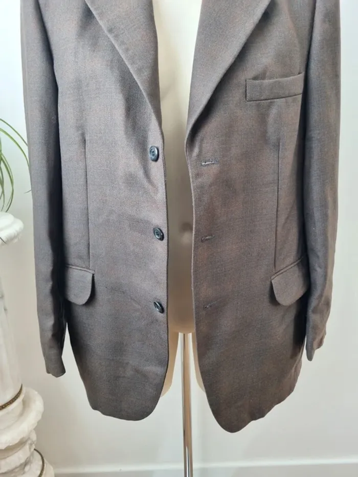 Blazer marron vintage en laine peignée - photo numéro 9