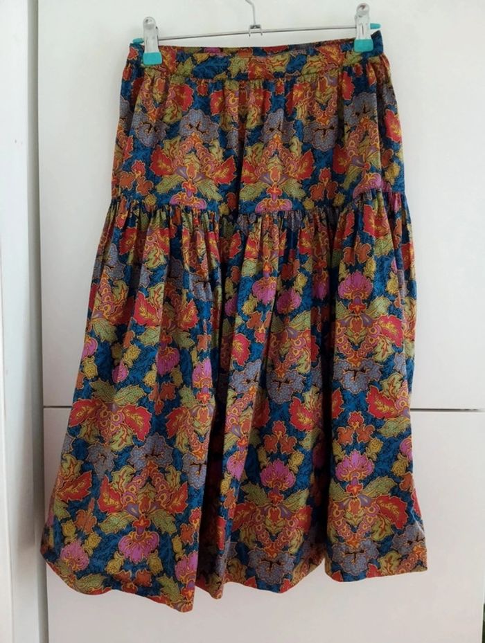 Jupe vintage multicolore en coton - photo numéro 2