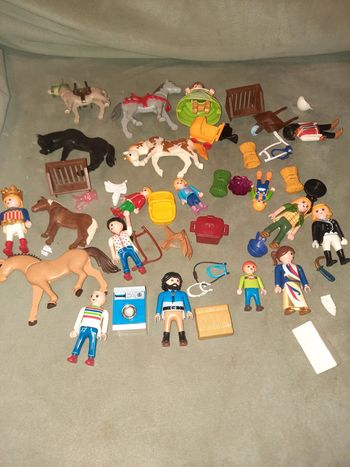 Lot vrac playmobil dont personnage et chevaux
